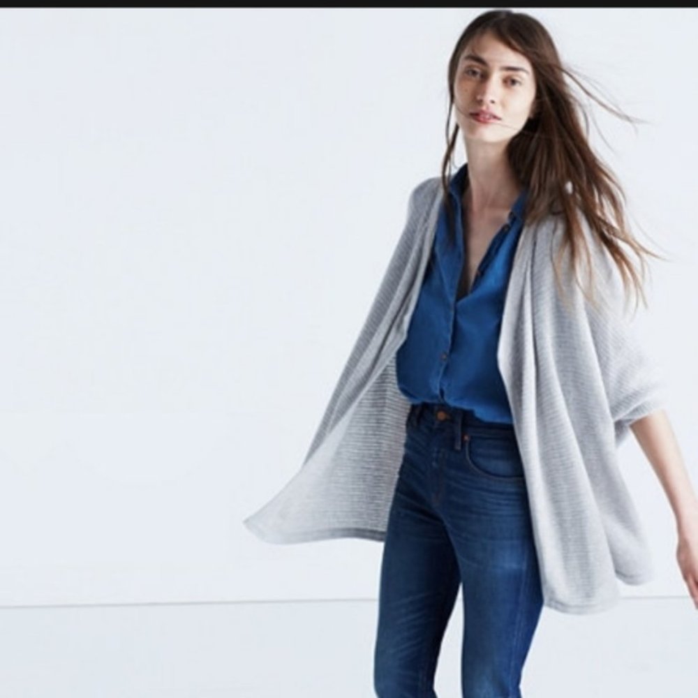 Madewell Seabank Open Front Cardigan Gray
